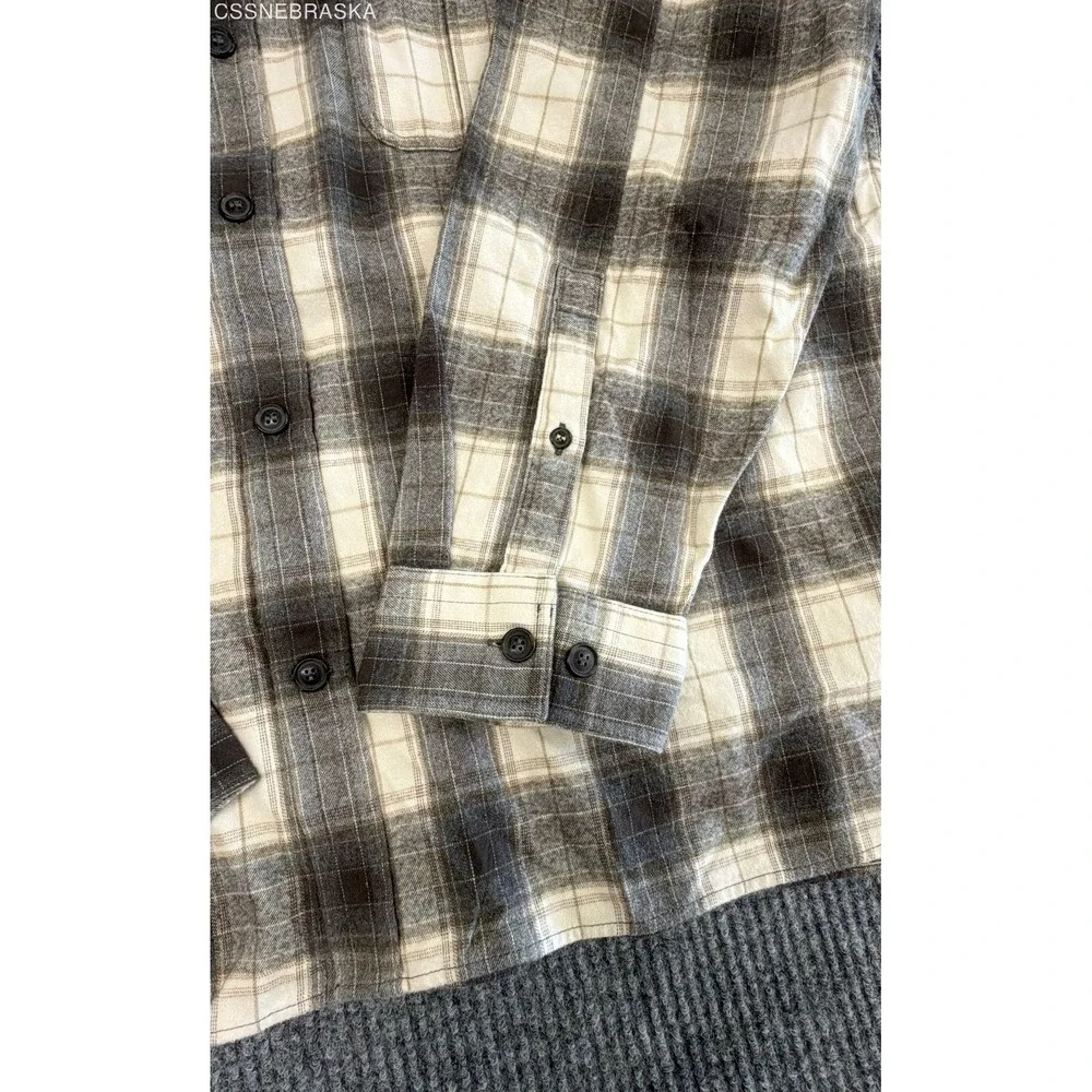 Banana Republic Men's Relaxed Fit Flannel Shirt Brown Beige Plaid NWT Sz XXL